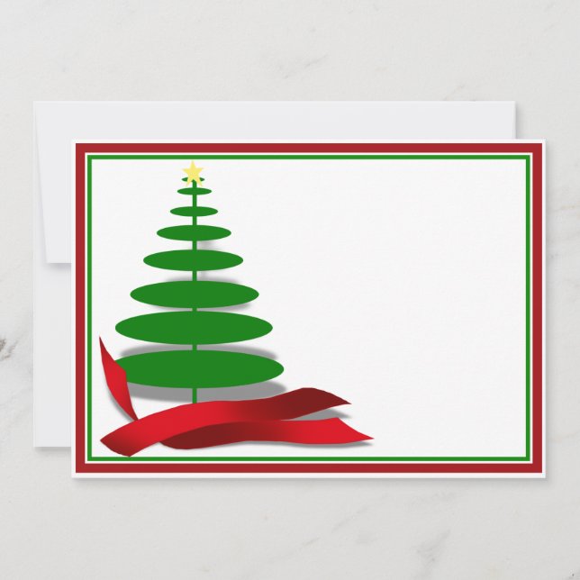 Invitación Árbol de Navidad con cinta roja (Anverso)