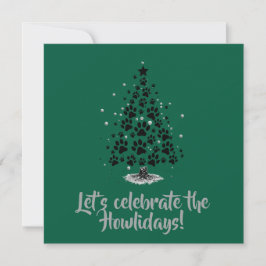 Invitación Árbol de Navidad con Huellas de Perro para Amantes
