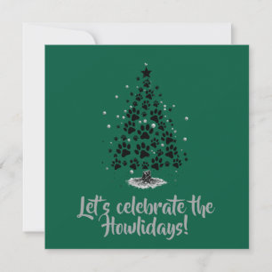 Invitación Árbol de Navidad con Huellas de Perro para Amantes