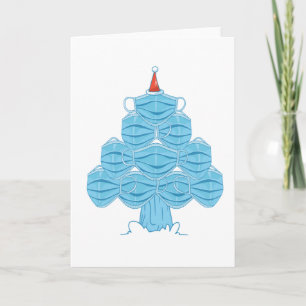 Invitación árbol de navidad con máscara facial fea
