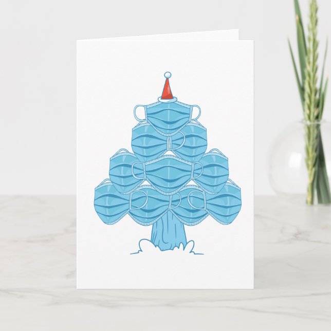 Invitación árbol de navidad con máscara facial fea (Anverso)