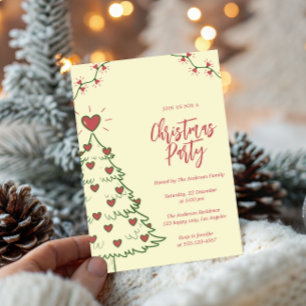 Invitación Árbol de Navidad Corazón Caprichoso Fiesta Navideñ