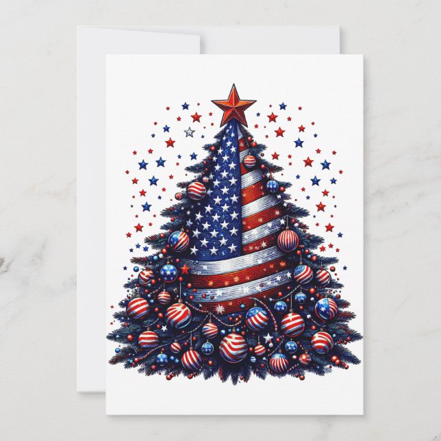 Invitación Árbol de navidad de bandera estadounidense arte pa (Anverso)