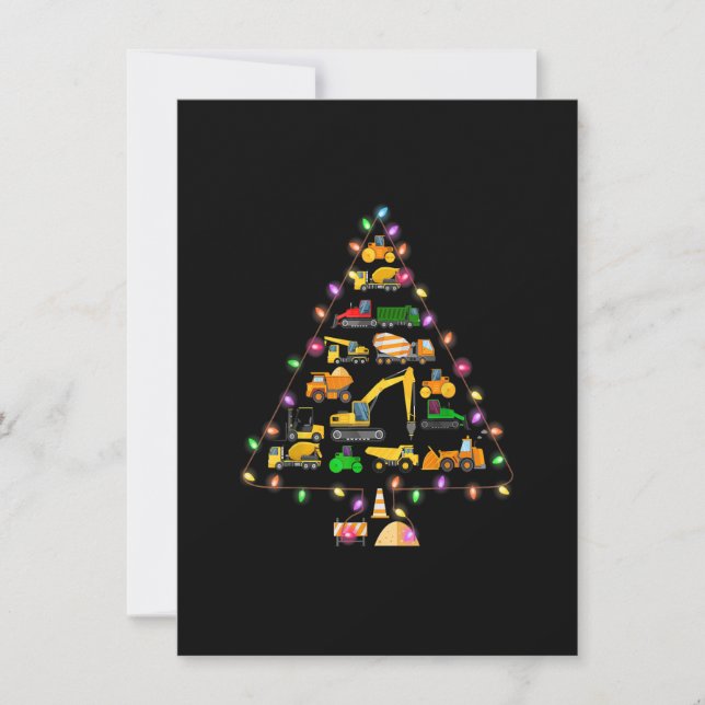 Invitación Árbol de Navidad de excavación de construcción Fun (Anverso)