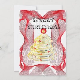 Invitación Árbol de navidad de halo rojo