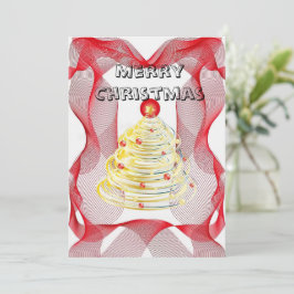 Invitación Árbol de navidad de halo rojo