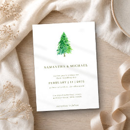 Invitación Árbol de Navidad de Invierno Simple Elegante Boda