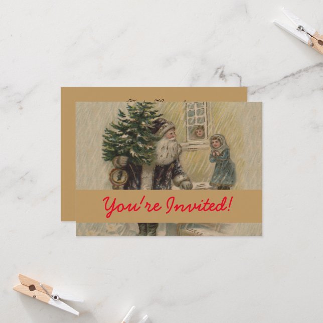 Invitación Árbol de navidad de nieve de Santa Rosa (Anverso/Reverso In Situ)