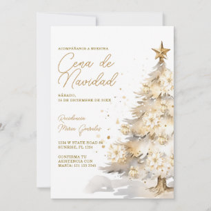 Invitación Árbol de Navidad de Oro Cena De Navidad Fiesta de 