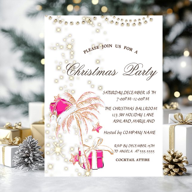 Invitación Árbol de Navidad de palma, brillo, fiesta de Navid (Subido por el creador)