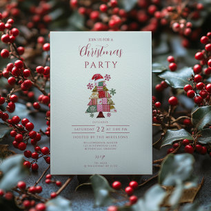 Invitación Árbol de Navidad de Patchwork Preppy