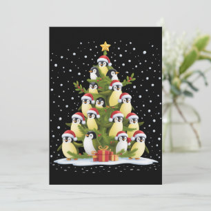 Invitación Árbol de Navidad de Pingüino Lindo Divertido Día F
