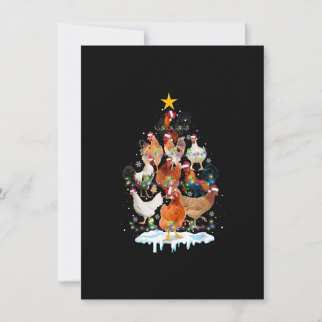 Invitación Árbol de Navidad de pollo enciende divertido amant (Anverso)