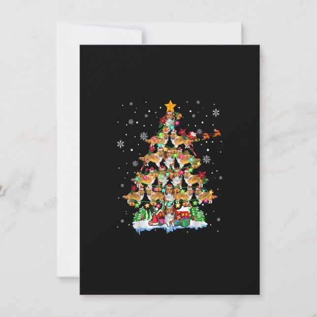 Invitación Árbol de Navidad de Sheepdog de Shetland enciende  (Anverso)