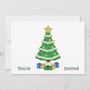 Invitación Árbol de Navidad Decorado Estilo Videojuego de 8 b