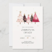 Árbol de Navidad Dibujado a Mano Rosa Cena de Navi