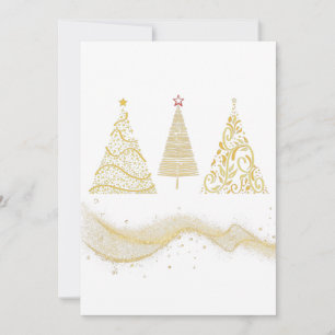 Invitación árbol de navidad dorado estacional