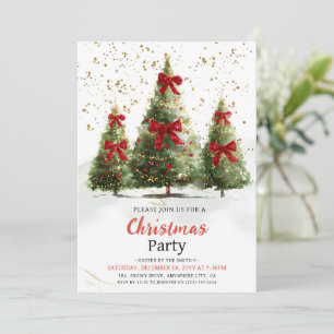 Invitación Árbol de Navidad Elegante Acuarela Fiesta de Navid