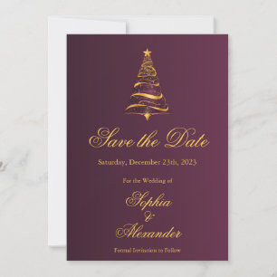 Invitación Árbol de Navidad Elegante Chic Boda Guardar la Fec