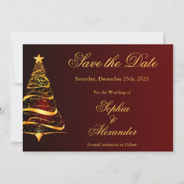 Invitación Árbol de Navidad Elegante Chic Boda Guardar la Fec