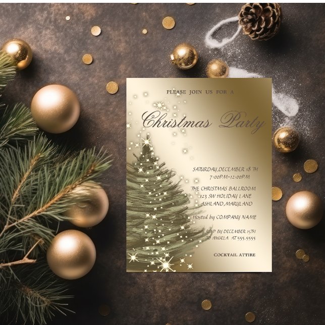 Invitación Árbol de Navidad elegante de lujo, fiesta de Navid (Subido por el creador)