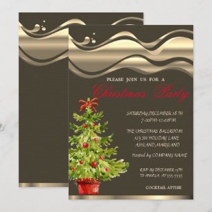 Invitación Árbol de Navidad en acuarela, Fiesta de Navidad