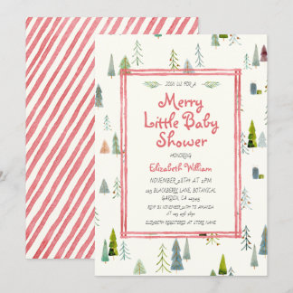 Invitación Árbol de Navidad en acuarela Merry Little Baby Sho