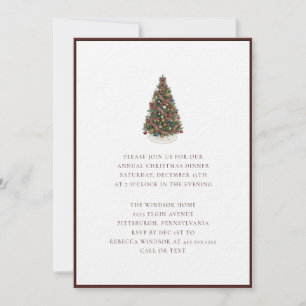 Invitación Árbol de Navidad en Cuadros Elegante Acuarela