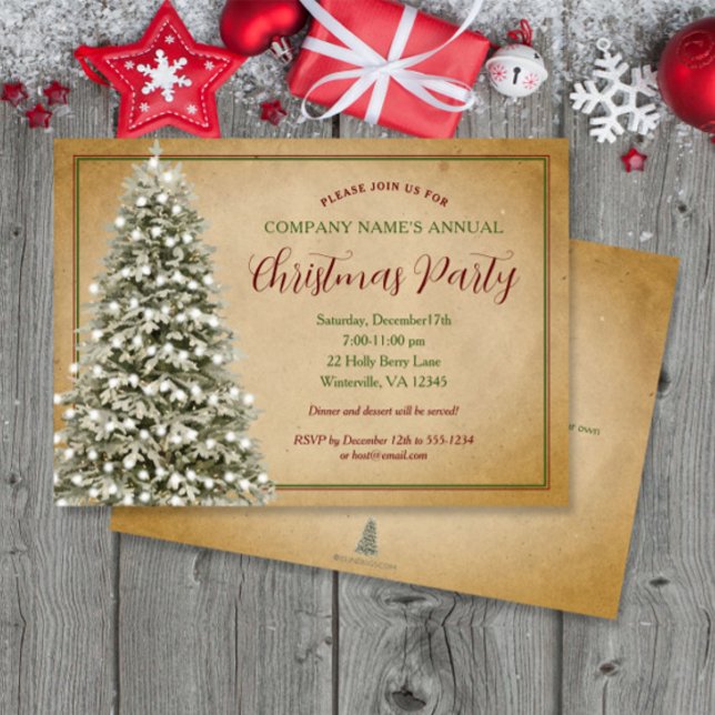 Invitación Árbol de Navidad en pergamino Fiesta elegante (Subido por el creador)