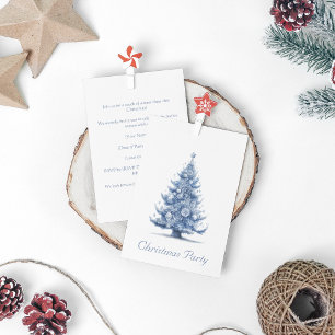 Invitación Árbol de Navidad en personalizable azul Delft