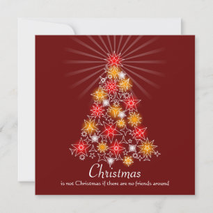Invitación Árbol de Navidad Estrella Roja y Gold