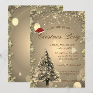 Invitación Árbol de Navidad, Estrellas, Santa Fiesta de Navid