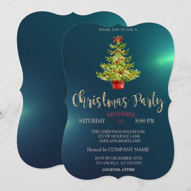 Invitación Árbol de Navidad, Fiesta de la Compañía de Navidad (Anverso / Reverso)