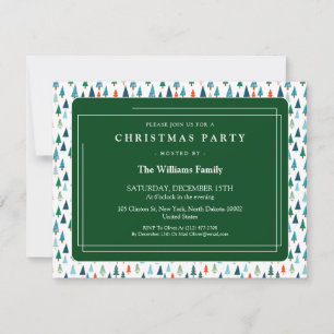 Invitación Árbol de Navidad Fiesta Invernal Verde Navideño