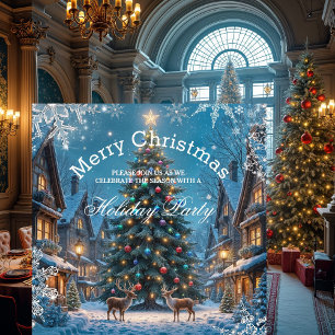 Invitación Árbol de Navidad Fiesta Navideña Invierno Reno nie