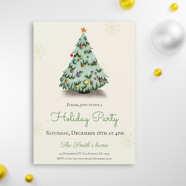 Invitación Árbol de Navidad lindo con fiesta de feriado de or (Subido por el creador)
