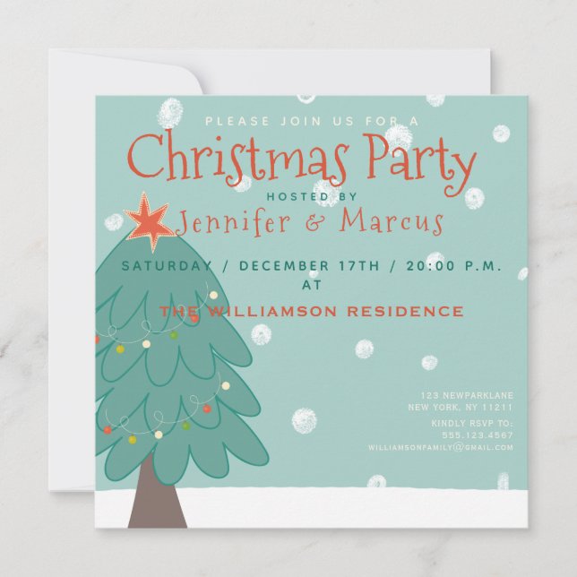 Invitación Árbol de navidad lindo | Fiesta de Navidades (Anverso)