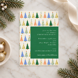 Invitación Árbol de Navidad Lindo Rojo Verde Fiesta de Vacaci