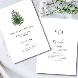 Invitación Árbol de Navidad Minimalista Boda Invierno Fiesta