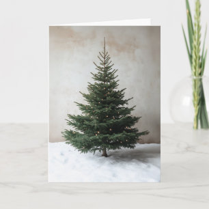 Invitación Árbol de Navidad minimalista con luces suaves en l