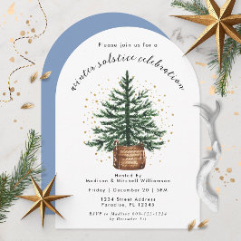 Invitación Árbol de Navidad Minimalista Simple Acuarela Moder