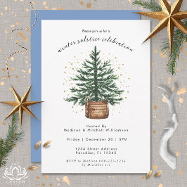 Invitación Árbol de Navidad Minimalista Simple Acuarela Moder