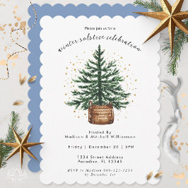 Invitación Árbol de Navidad Minimalista Simple Acuarela Moder