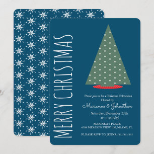Invitación Árbol de Navidad moderno punto verde fiesta navide