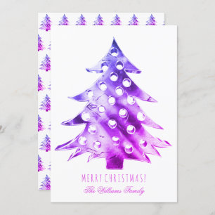 Invitación Árbol de Navidad morado rosado moderno elegante