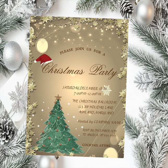 Invitación Árbol de Navidad, Navidades de estrellas de oro Fi (Subido por el creador)