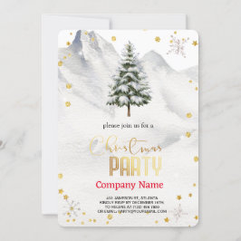 Invitación Árbol de Navidad nevado, diamantes y copos de niev