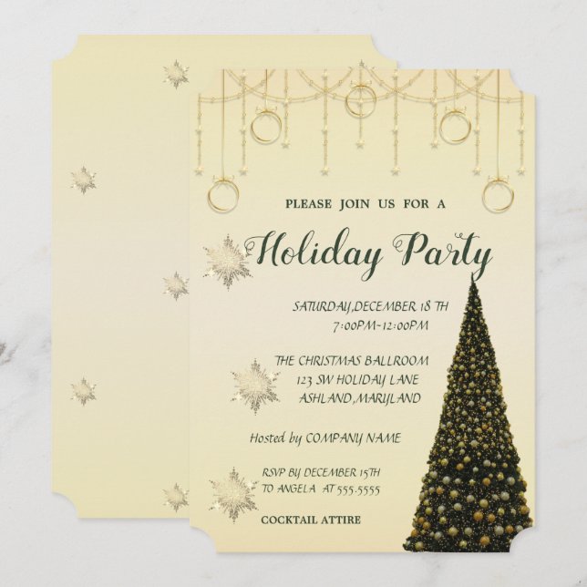 Invitación Árbol de Navidad,Ornamentos,Fiesta de vacaciones d (Anverso / Reverso)