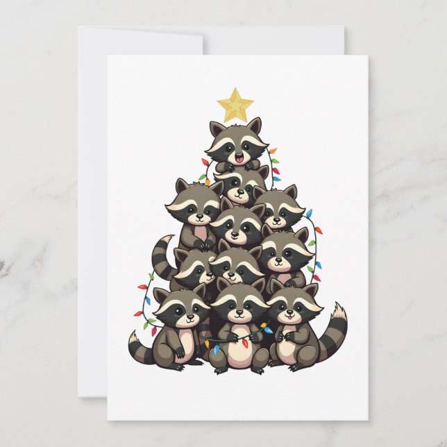 Invitación Árbol de Navidad pingüino Feliz Navidad (Anverso)