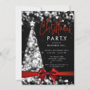 Invitación Árbol de Navidad Red Silver Corporate + Itinerario